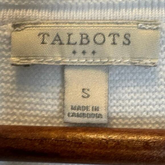 Talbots Women’s S Button Sleeve Cotton Sweater White Gold Preppy Minimalist EUC - Picture 3 of 6